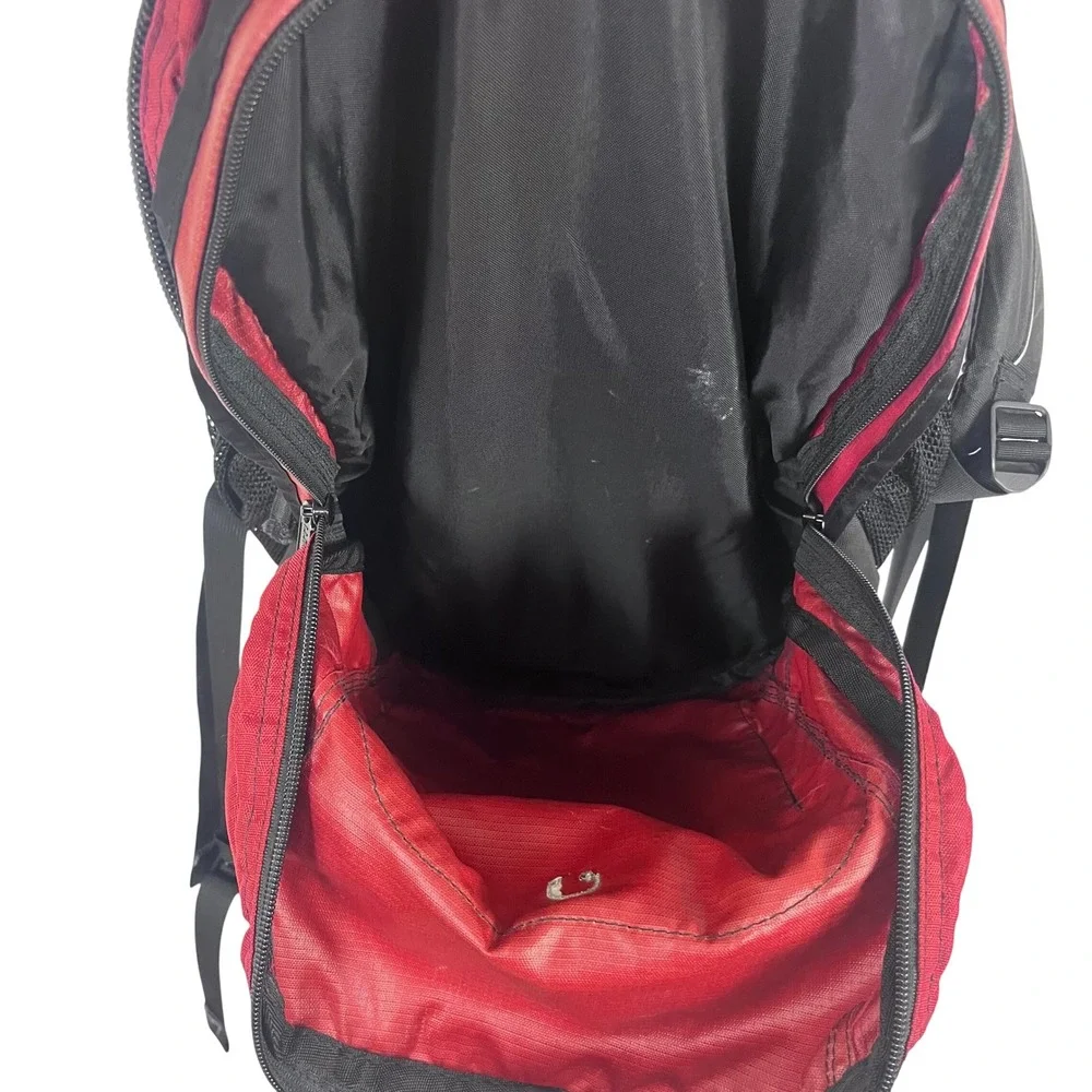 LL Bean Deluxe Book Pack Backpack Red Black Reflective School Hiking Bag